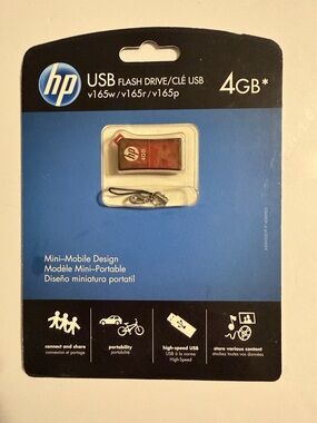 HP 4GB Red and Silver USB Flash Drive v165 Series